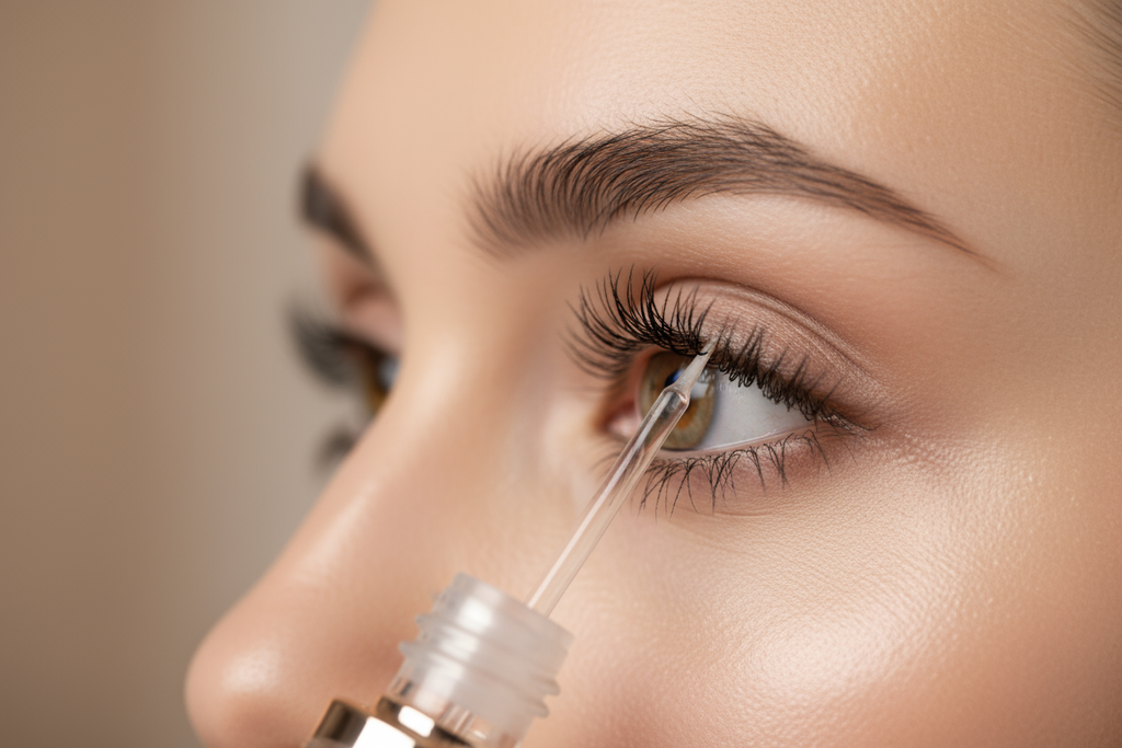 PRÄZISE ANWENDUNG: Der feine Pinsel ermöglicht das gezielte Auftragen entlang der Wimpernwurzel – ein Pinselstrich pro Lid ist ausreichend anwendunsbild